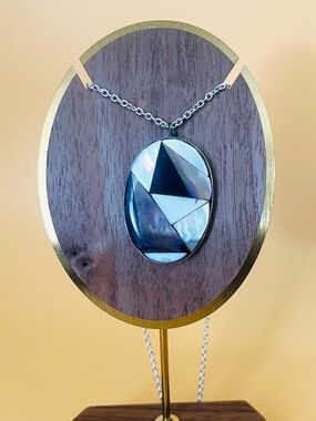 Geometric abalone Pendant/Necklace silver plated